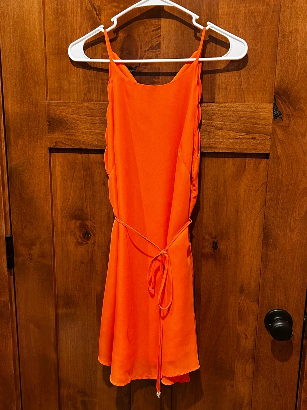 Women's Bright Orange Scalloped Dress